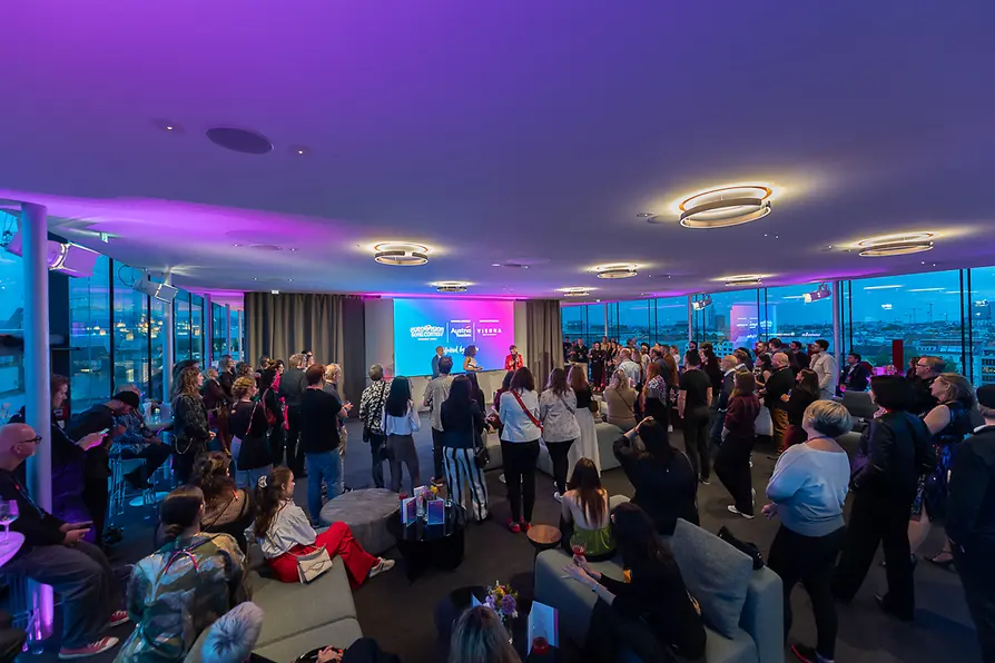 Eurovision Song Contest contestants watching the broadcast of the show