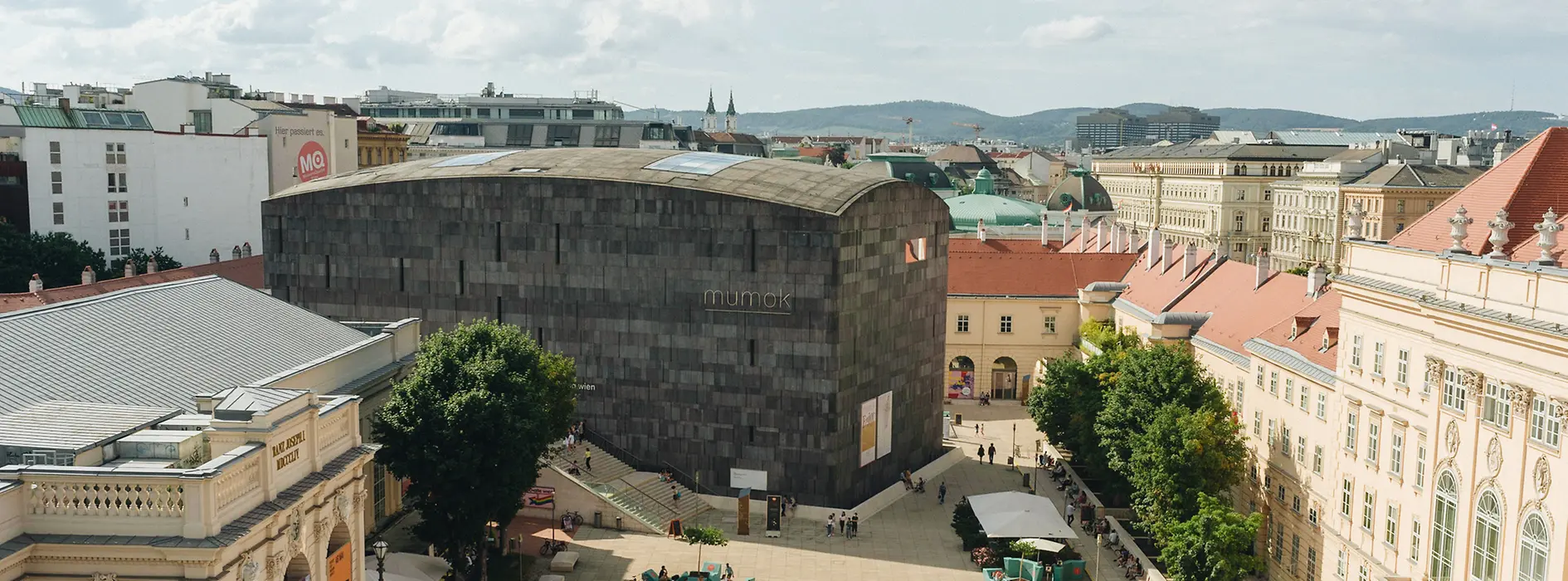 Blick von oben auf das Wiener MuseumsQuartier